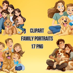 Clipart Family Memories | Joyful Family Moments Art | Portraits Illustration | Transparent Background |  Instant Download Commercial Use