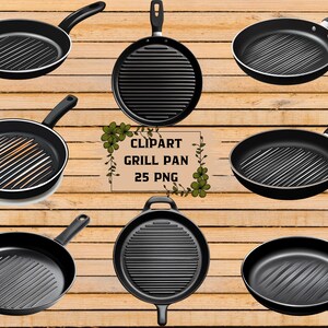 Grill Pan Clipart, Cooking Tools Clip Art, Grill Pan PNG, Digital Grill Pan, Transparent Background, Instant Download, Commercial Use