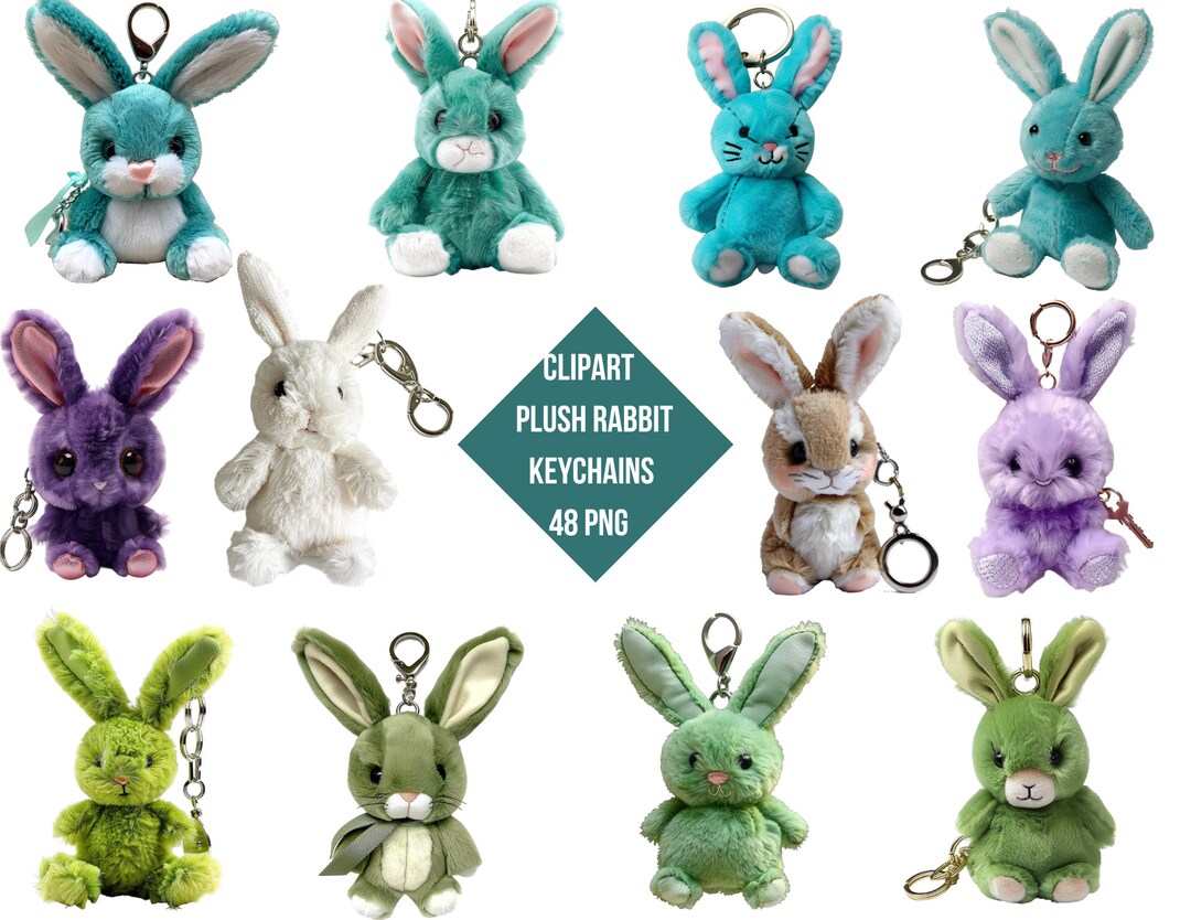 Clipart Plush Rabbit Keychains | Digital Print Plush Rabbit Keychains ...