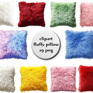 Fluffy Pillow Clipart Bundle, Colorful Pillow PNG, Digital Cushion Set, Home Decor, Transparent Background, Instant Download Commercial Use
