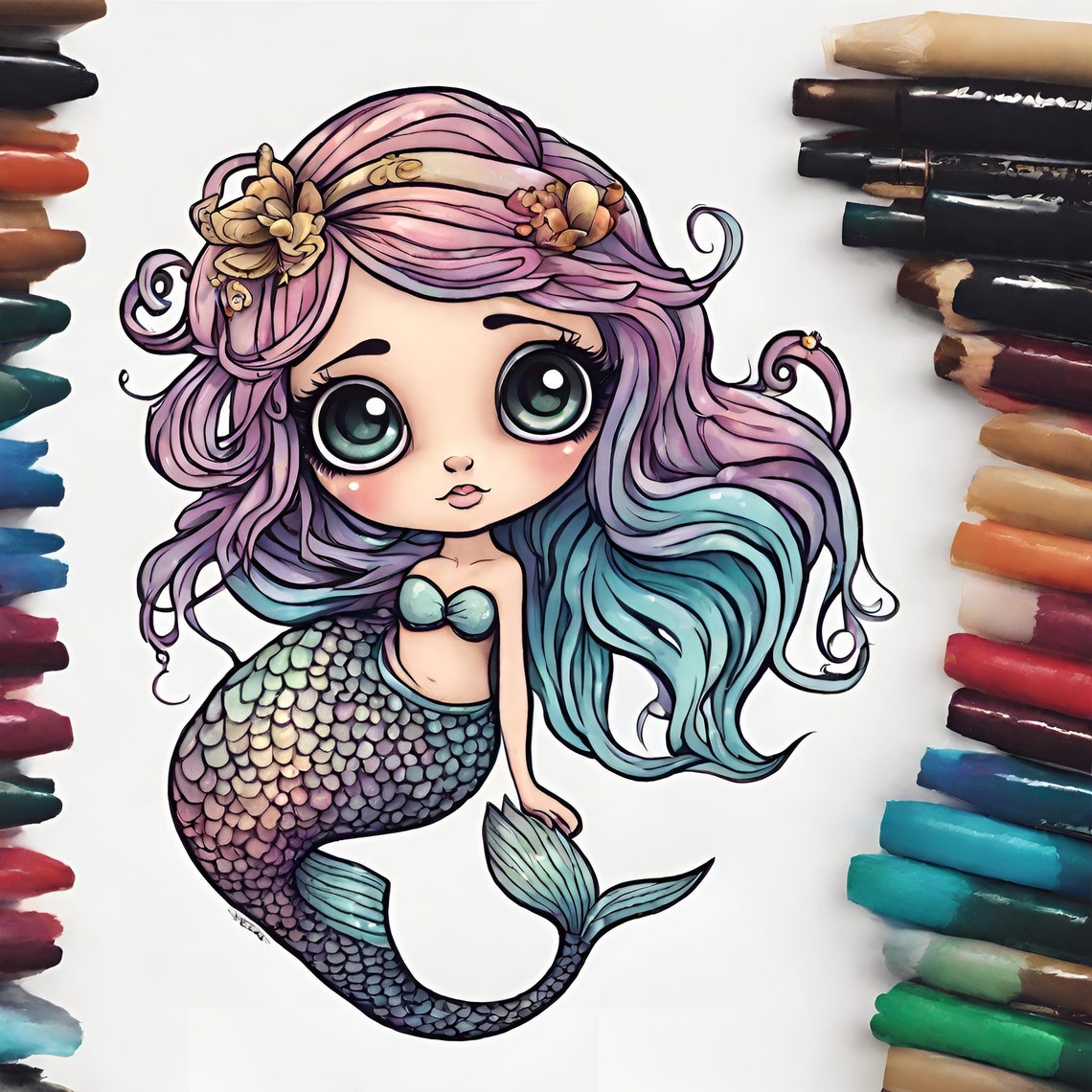 Cute Printable Mermaid Coloring Pages