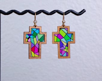Cross Earrings | Christian Earrings | Laser Cut Wood | Easter Earrings | Wooden Engraved Acrylic earrings