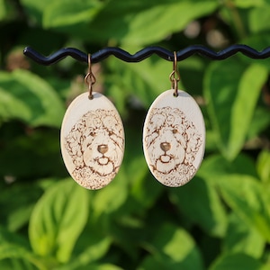 Golden Doodle Dog Earrings | Laser engraved earrings| Wooden Earrings | Gift Handmade Earrings