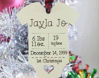 Babies First Ornament | Baby Stats Christmas Ornament
