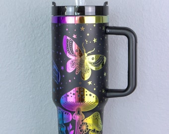 Rainbow Dupe Cup | Holographic Tumbler | Moonlight Moths Rainbow Tumbler Gift 40 ounce | 40 oz. Cup | SALE!!!