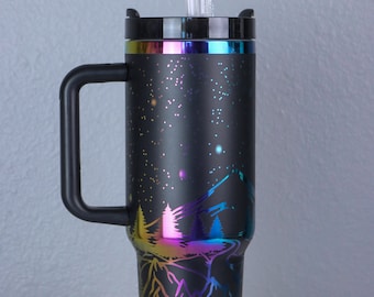 Rainbow Dupe Cup | Holographic Tumbler | Mountains Rainbow Tumbler Gift 40 ounce | 40 oz. Cup | Scenic Dupe Cup