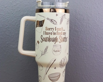 Ivory and Brass Dupe Cup | 16 ounce Glass Cup | Sourdough Tumbler Gift 40 ounce | 40 oz. Cup | Bread Maker Dupe Cup