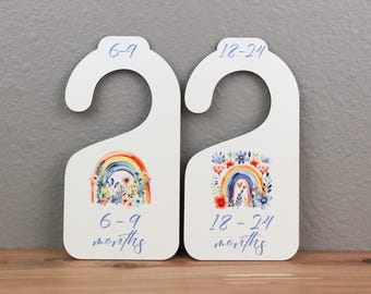 Wooden Baby Closet Dividers | 8-Piece Set | Newborn to Toddler | Laser Cut & UV Printed | Nursery Clothes Organizer | Baby Shower Gift