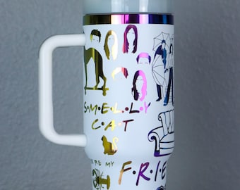 Rainbow Dupe Cup | Holographic Tumbler | Friends Rainbow Tumbler Gift 40 ounce | 40 oz. Cup