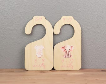 Wooden Baby Closet Dividers | 8-Piece Set | Newborn to Toddler | Laser Cut & UV Printed | Nursery Clothes Organizer | Baby Shower Gift