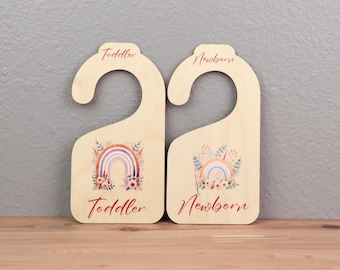 Wooden Baby Closet Dividers | 8-Piece Set | Newborn to Toddler | Laser Cut & UV Printed | Nursery Clothes Organizer | Baby Shower Gift