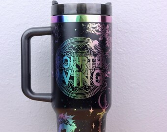 Holographic Dupe Cup | Tumbler Cup | Dragon Fantasy Tumbler 40 ounce | 40 oz. Cup | Fourth Wing Dupe Cup | Booktok Gift | Onyx Storm Gift