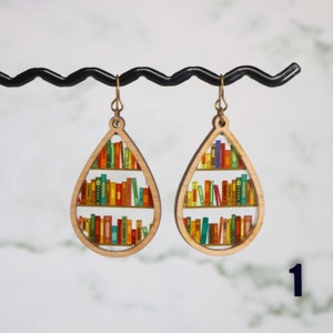 Book Lover Earrings Books Earrings Laser Cut Wood NEW DESIGNS #1