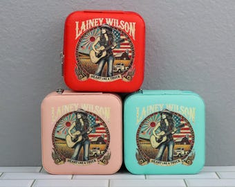 Lainey Wilson Jewelry Box | Country Music Gift | Western Jewelry Case | Cowgirl Gift | Travel Jewelry Organizer | Heart Like a Truck