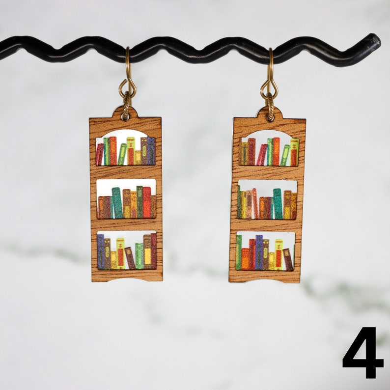 Book Lover Earrings Books Earrings Laser Cut Wood NEW DESIGNS #4