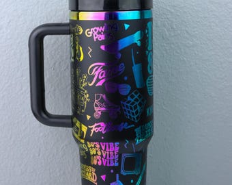 Rainbow Dupe Cup | Holographic Tumbler | 80's Rainbow Tumbler Gift 40 ounce | 80s 40 oz. Cup | Eighties Dupe Cup