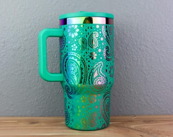 Rainbow Dupe Cup | Holographic Tumbler | Boho Paisley Rainbow Tumbler Gift 20 ounce | 20 oz. Cup | Girl Gift Cup