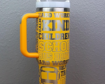 Dupe Cup | Tumbler Cup | Bus Driver Tumbler Gift 40 ounce | 40 oz. Cup | Yellow Dupe Cup | School Bus Driver Gift