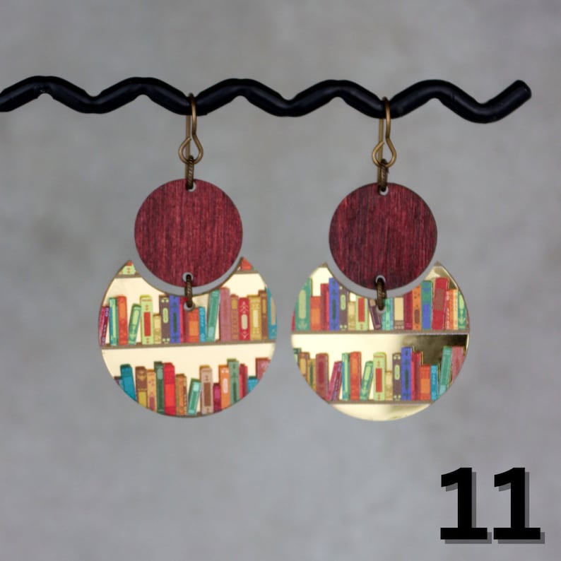 Book Lover Earrings Books Earrings Laser Cut Wood NEW DESIGNS #11