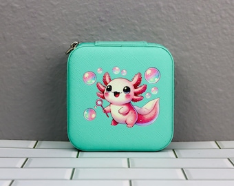 Travel jewelry box | Gift for axolotl lovers | Axolotl jewelry organizer | Gift for her | Gift for Girl | Axolotl gift