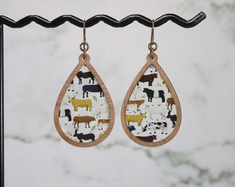 Cow Earrings | Laser engraved earrings| Acrylic Earrings | Farm Handmade Earrings