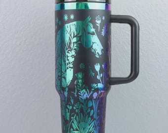 Rainbow Dupe Cup | Holographic Mug | Horse Rainbow Tumbler Gift 40 ounce | Horse Lover Gift
