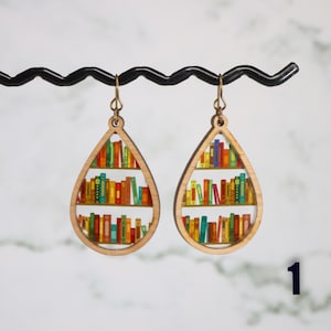 Book Lover Earrings | Book Worm Earrings | Laser Cut Wood | Librarian Gift | NEW DESIGNS!!!