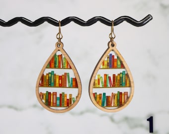 Book Lover Earrings | Book Worm Earrings | Laser Cut Wood | Librarian Gift | NEW DESIGNS!!!