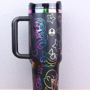 Regenbogen Dupe Tasse | Holographischer Becher | Super Mario Bros. Regenbogen Becher 110 ml 40 Unzen Tasse | Gamer Stanley Dupe Tasse