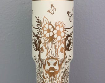 Highland Cow Rainbow Dupe Cup | Holographic Tumbler | Highland Cow Rainbow Tumbler Gift 40 ounce | 40 oz. Cup