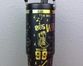Morgan Wallen 30oz Tumbler | Music Lover |  Laser Engraved | Rainbow Holographic Cup | Morgan Wallen Gift