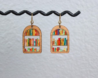 Book Lover Earrings | Books Earrings | Laser Cut Wood | Arch Shape earrings | Christmas Gift idea | NEW DESIGNS!!!