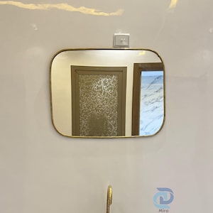Gold Rectangle Brass Mirror Rectangular Mirror Wall Mirror Decorative Mirror, Antique Mirror for Bathroom, Silver Brass Mirror Gift Mirror