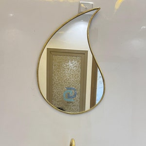 Eye Antiqued Brass Mirror Eye Mirror Wall Mirror, Asymmetrical Mirror Home Decor, Wavy Brass Mirror, Decorative Irregular Mirror for Bedroom