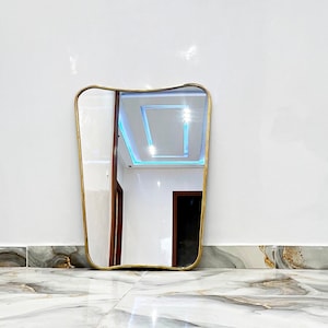 Butterfly Irregular Mirror, Unlacquered Brass Mirror, Italian Curved Antique Brass Mirror, Aesthetic Luxurious Wall Mirror