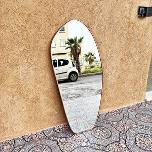 Copper Framed Mirror, Asymmetrical Mirror, Irregular Brass Wall Mirror,  Aesthetic Luxurious Wall Decor