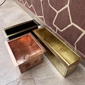 Copper Drop In Bathroom Sink, Square & Rectangular Brass Vanity Sink, Moroccan Metal Wash Basin, Rustic Luxury Bathroom Fixture