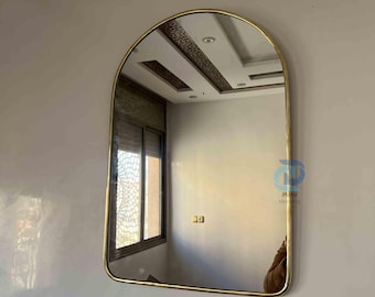 Espejo de latón antiguo Arch: espejo de baño y pared de bronce envejecido hecho a mano, diseño personalizado.