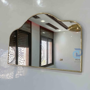 Arch Curved Brass Mirror – Antique Gold Wavy Bathroom Wall Mirror