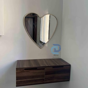 Heart Shaped Wall Mirror, Decorative Heart Mirror for Home Decor, Boho Love Mirror, Romantic Heart Wall Mirror, Love Mirror for Bedroom