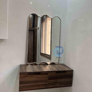 Large Butterfly Brass Mirror, Wavy Irregular Brass Wall Mirror, Antique Brass Mirror for Bathroom, Decorative Large Wall Mirror