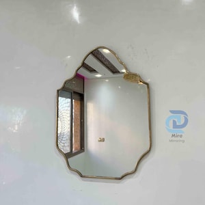 Arch Wavy Curved Antique Brass Mirror – Luxurious Aesthetic Bathroom Wall Mirror