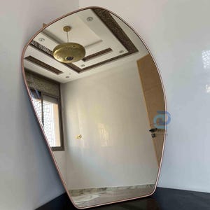 Irregular Bronze Mirror – Wavy Asymmetrical Brass Design, Modern Home Decor Piece