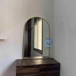 Brass Arch Floor Mirror, Moroccan Gold Mirror for Wall or Bathroom, Handmade Antiqued Mirror, Large Full-Length Mirror, Custom Brass Mirror
