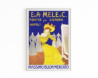 Vintage Italian Fashion Advertising Poster, Leonetto Cappiello AD prints, Gallery Wall Art Prints Colorful