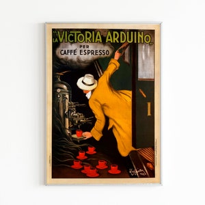 Vintage 1922 Italienisches Kaffee-Werbeplakat, druckbare Küchenwandkunst, Galerie-Wanddrucke, vielseitige Wanddekoration, Vintage Illustration