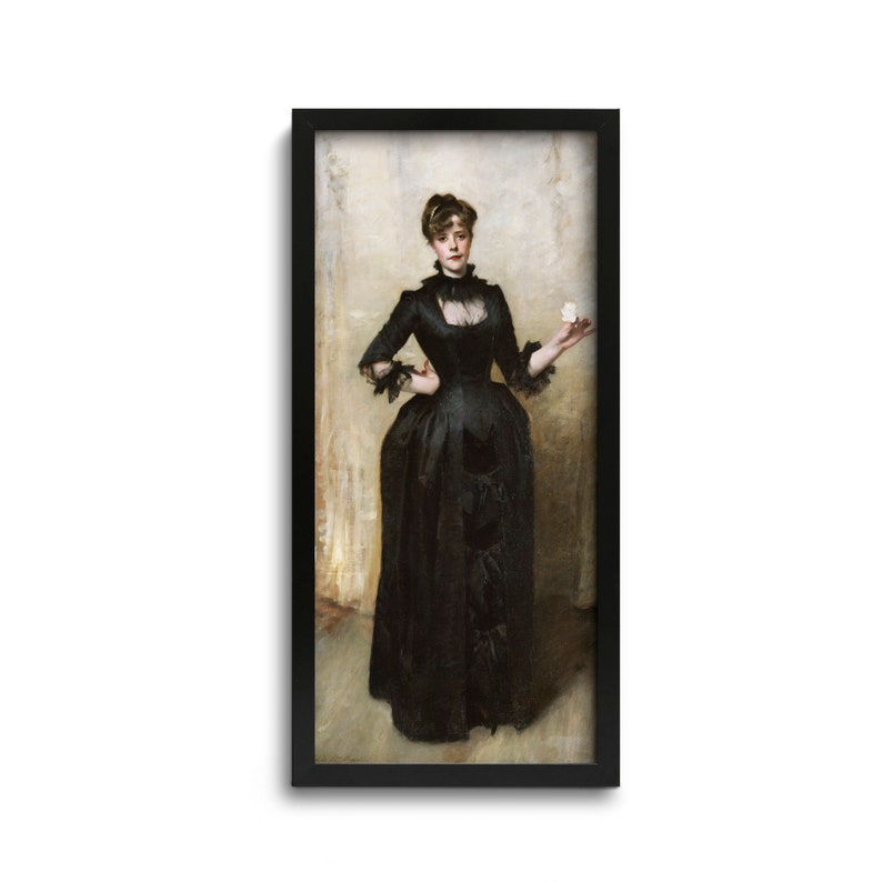 Lady With the Rose Sargent Painting Print, Vintage Woman Portrait