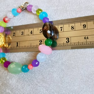 Colorful Gemstone bracelet, multi color crystal beaded bangle, stacking bracelet, handmade boho jewelry, Anniversary gift for her image 9