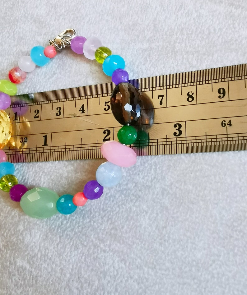 Colorful Gemstone bracelet, multi color crystal beaded bangle, stacking bracelet, handmade boho jewelry, Anniversary gift for her image 9