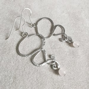 Delicate Silver Earrings with Rose Quarz Dangling Statement image 5
